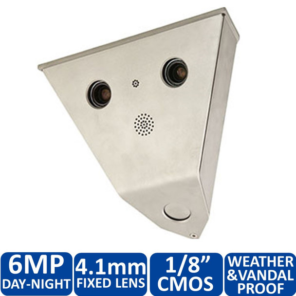 Mobotix MX-V15D-Sec-DNight-D22N22-6MP-F1.8 2x 6MP Vandalism V15 Indoor/Outdoor Network Corner Security Camera - 1x Day 1x Night 4.1mm Fixed Lens