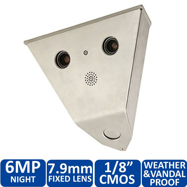 Mobotix MX-V15D-Sec-Night-N43N43-6MP-F1.8 2x 6MP Vandalism V15 Indoor/Outdoor Network Corner Security Camera - 2x 7.9mm Fixed Lens