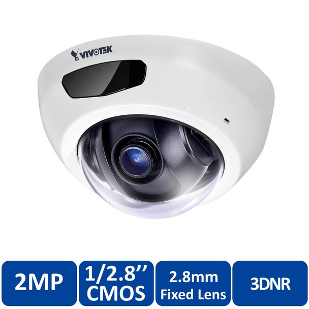 Vivotek FD8166A-N 2MP IR Ultra-Mini Dome IP Security Camera with 2.8mm Fixed Lens