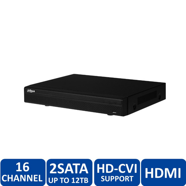 Dahua DHI-HCVR52A16A-S3-3TB 16 Channel Tribrid 720p-Pro 1U HDCVI NVR (3TB HDD) - HDMI/VGA, 720p/1080p, 2 SATA up to 12TB