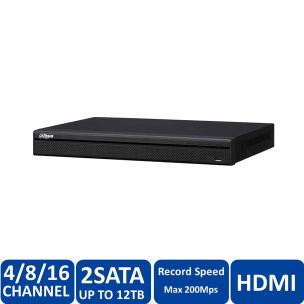 Dahua DHI-NVR42A16-16P 16 Channel 1U 16 PoE Network Video Recorder - 16 channel, HDMI/VGA, 720p/10160p, 2 SATA up to 12TB