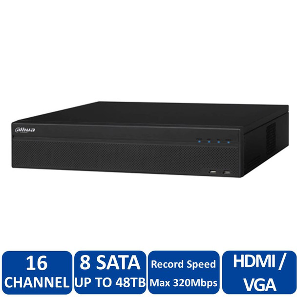 Dahua DHI-NVR58A16-16P-4KS2 2TB 16 Channel 2U 16 PoE 4K H.265 Network Video Recorder (2TB HDD) - 16 channel, HDMI/VGA, 320Mbps, 8 SATA up to 48TB
