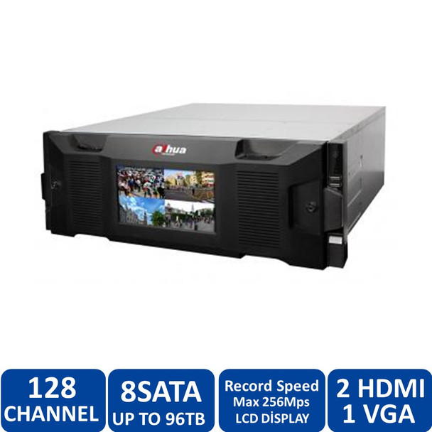 Dahua DHI-NVR7A24DR-256 256 Channel Super 3U 4K H.264 Network Video Recorder - 256 Channel, LCD, 2 HDMI/ 1 VGA, 512Mbps, 24 SATA up to 96TB