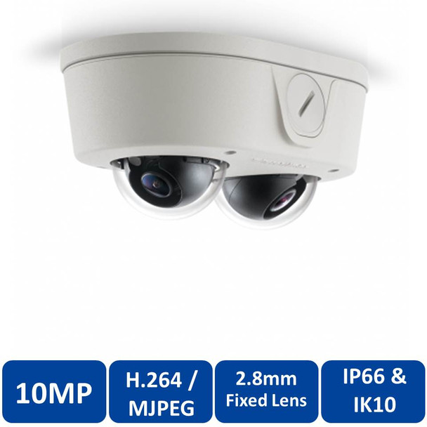 Arecont Vision AV10655DN-28 10MP Microdome Outdoor IP Security Camera - 2.8mm Fixed Lens