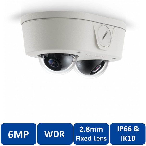 Arecont Vision AV6656DN-28 6MP Microdome Indoor/Outdoor IP Security Camera - 2.8mm Fixed Lens, SNAPstream, Weatherproof, Vandal Proof, WDR