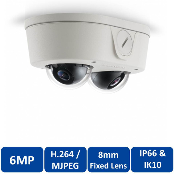 Arecont Vision AV6655DN-08 6MP Outdoor Micro Dome IP Security Camera with 8mm Fixed Lens, SNAPstream