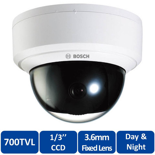 Bosch VDC-251F04-20 700TVL Dome CCTV Security Camera - 3.6mm Fixed Lens, Indoor, Day/Night
