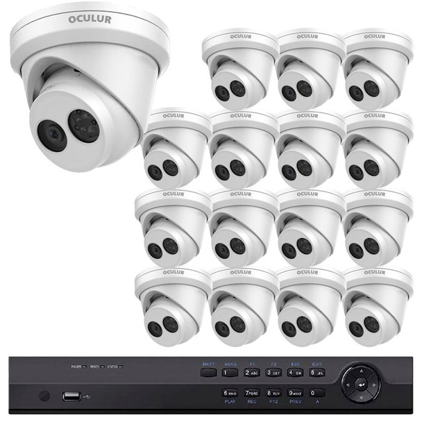 16-Camera 4K Turret IP Security Camera System, 8MP, IR, H.265, 16-Channel NVR with 4TB HDD Installed - 1 16-Camera 4K Turret IP Security Camera System, 8MP, IR, H.265, 16-Channel NVR with 4TB HDD Installed - 1