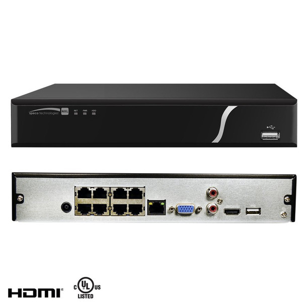 Speco N8NXL4TB 8 Channel 4TB NVR Network Video Recorder - Built-In PoE+ Switch