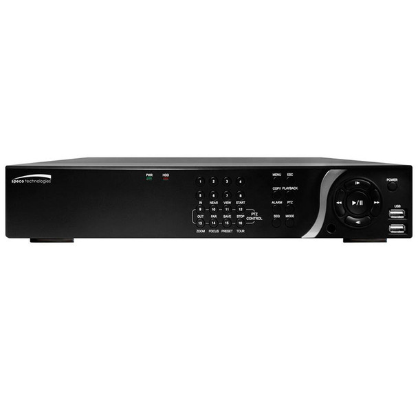 Speco N16NSF3TB 16 Channel Network Video Recorder - 3TB HDD included, Built-in PoE, Plug and Play