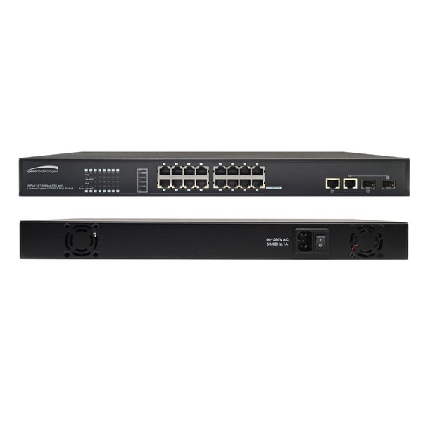 Speco POE16SW18 18-port Switch - 16-Port PoE 802.3af/at 10/100Mbps - 1