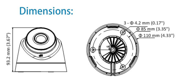 2 Megapixel InfraRed for Night Vision Outdoor Turret Network (IP) Security Camera, Weatherproof, 2.8mm Fixed Lens, CMIP1022-28