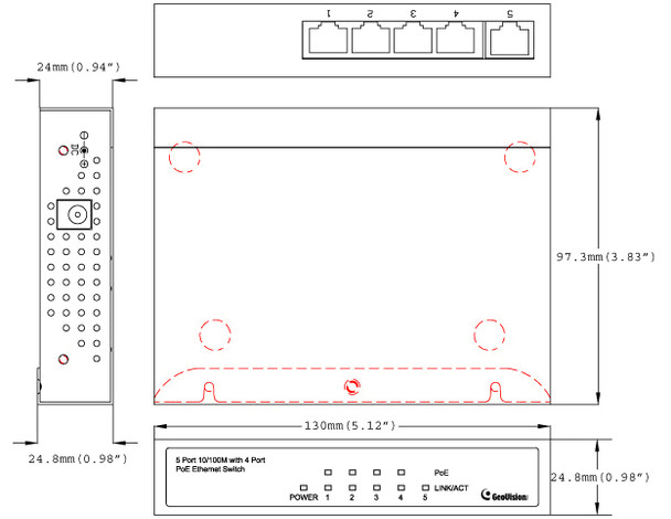 Geovision GV-POE0400-V2 4-Port 802.3at PoE Switch