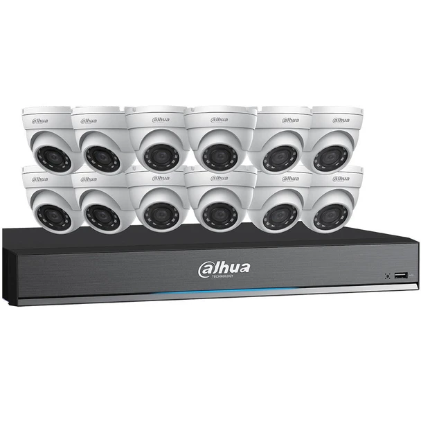 Dahua C7165E124 HD-CVI Security System, 12 Camera, Outdoor, 5MP, 4TB Storage, Night Vision
