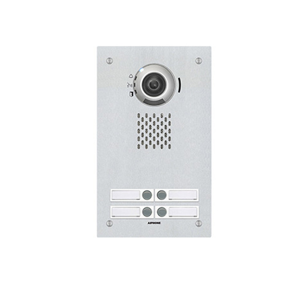Aiphone IX-DVF-4 4 Button SIP Compatible Flush Mounted IP Video Door Station - Vandal Resistant Stainless Steel Faceplate - 1