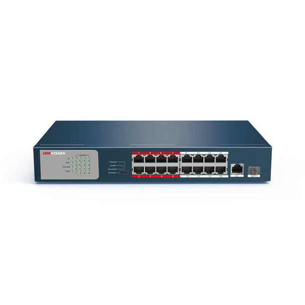 Hikvision DS-3E0318P-E/M 16 Channel Unmanaged PoE Switch - 1