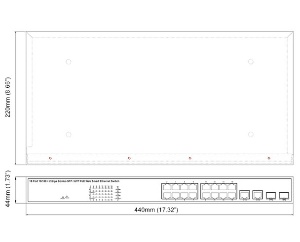 Geovision GV-POE1601 V2 16-Port 802.3at Web Management PoE Switch