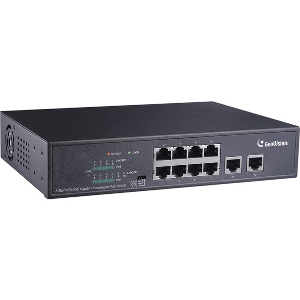 Geovision GV-APOE0810 10-Port 10/100/1000M Unmanaged PoE Switch with 8-Port PoE