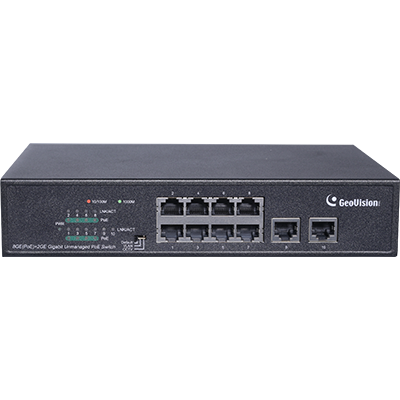 Geovision GV-APOE0810 10-Port 10/100/1000M Unmanaged PoE Switch with 8-Port PoE