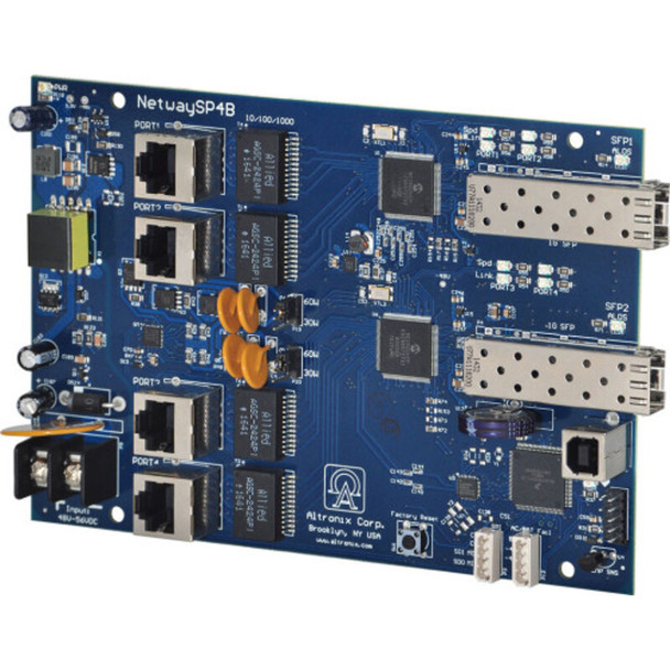 Altronix NetWaySP4B Dual 1G Fiber SFP - 4x 10/100/1000 PoE/PoE+ - 1