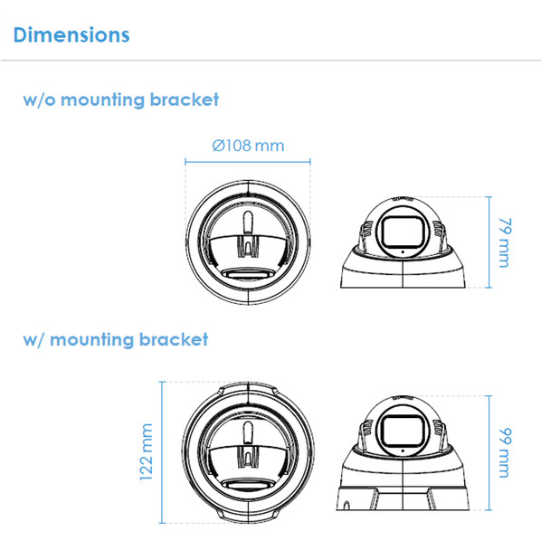 Vivotek IT9389-HT 5MP IR H.265 Outdoor Turret IP Security Camera - Built-in mic