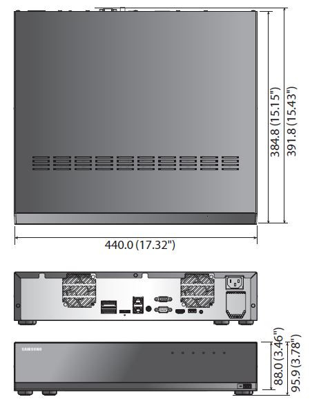 Samsung Hanwha XRN-2010A 32 Channel 4K Network Video Recorder Dimensions