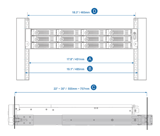 QNAP Rail-B01 Rail Kit for 2U Rackmount - 2