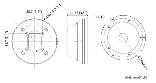 LTS CMIP7553W4-SZ8 4x 5MP Multi-sensor Outdoor Dome IP Security Camera Dimensions