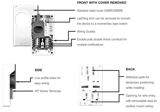 Honeywell 270R Hardwired Hold-Up Switch with Plastic Cover - 2 Honeywell 270R Hardwired Hold-Up Switch with Plastic Cover - 2