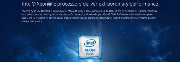 QNAP TS-h1283XU-RP-E2236-32G NAS with QuTS Hero Operating System and with 32 GB DDR4 RAM - 12