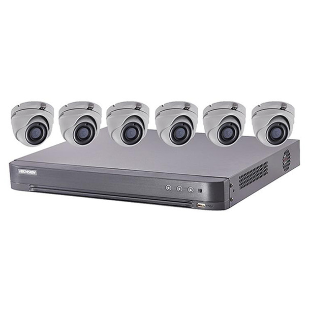 Hikvision T7208U2TA6 6x Cameras HD CCTV Security Camera System with 8-Channel 2TB DVR, 5MP IR Turret Cameras
