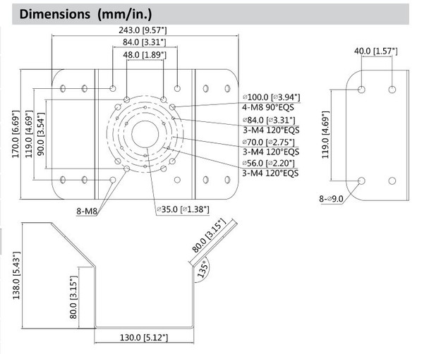 Dahua DH-PFA151-B Black Corner Mount Bracket, SECC - 3