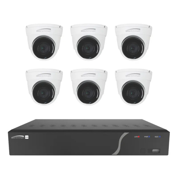 Speco ZIPK8TA 6 Camera IP Security System, 8 Channel Surveillance Kit with Five 5MP Cameras and One 8MP Camera, 2TB