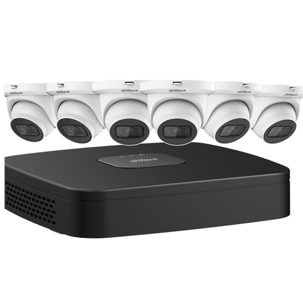 Dahua N484E62B Six (6) Camera IP Security System, 4MP Eyeball Cameras with 8-channel 4K NVR, 2TB HDD - 1