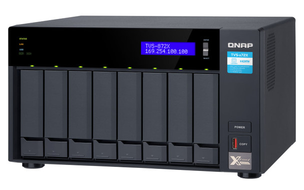 QNAP TVS-872X-i3-8G-US Diskless Desktop 8-bay NAS/iSCSI IP-SAN with Intel i3-8100T and 8GB DDR4, 10GbE - 6