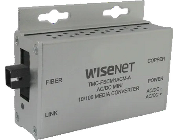 Samsung Hanwha TMC-FSTM1ACM-A Mini 100Mbps Optical Media Converter (A), SC Connector, Multi Mode
