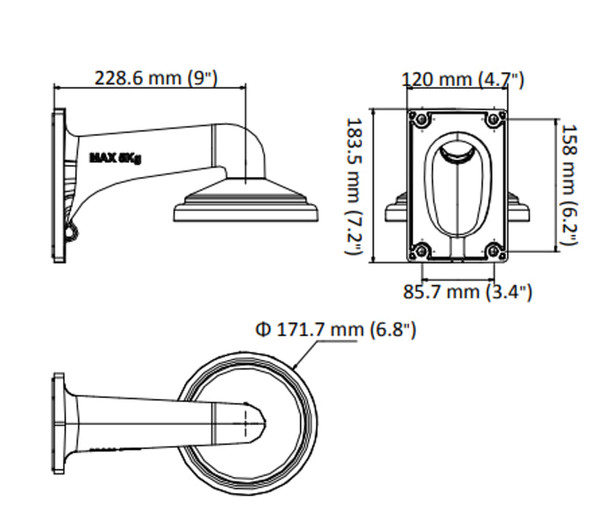 Hikvision DS-1605ZJ Wall Mounting Bracket for PanoVu Cameras, White