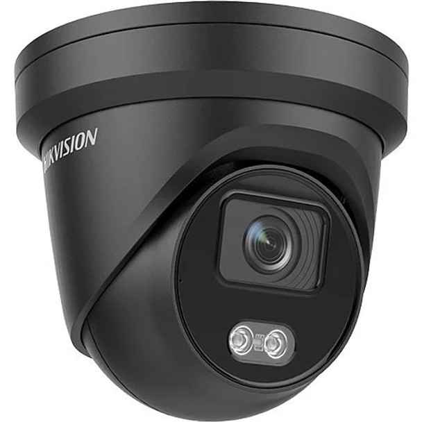 Hikvision DS-2CD2347G2-LU 2.8MM (BLACK) 4MP H.265+ ColorVu Outdoor Turret IP Security Camera with 2.8mm Fixed Lens, Built-in Microphone, Black - 2