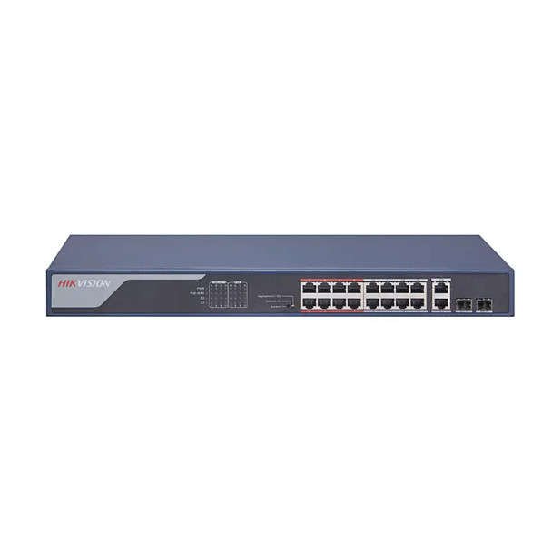Hikvision DS-3E1318P-EI Smart Managed 16-Port PoE Switch, 100 Mbps, Blue - 1