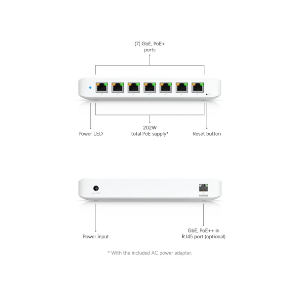 Ubiquiti USW-ULTRA-210W - A compact, Layer 2, 8-port GbE PoE switch with versatile mounting options. - 3
