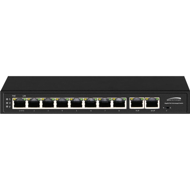 Speco P8S10G 10-port Switch, 8-port PoE Full Gigabit, 802.3 af/at, PoE Watchdog - 1 Speco P8S10G 10-port Switch, 8-port PoE Full Gigabit, 802.3 af/at, PoE Watchdog - 1