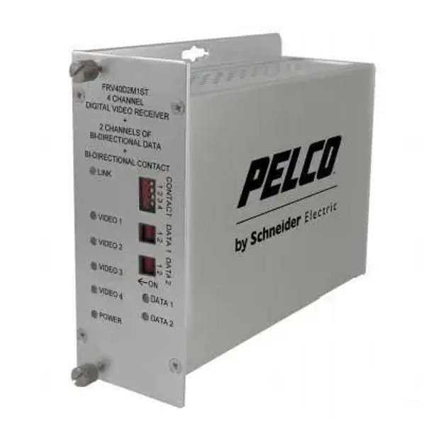 Pelco FTV40D2S1ST 4-Channel ST Video Fiber Transmitter with Data and Contact Closure for Long-Distance Transmission - 1