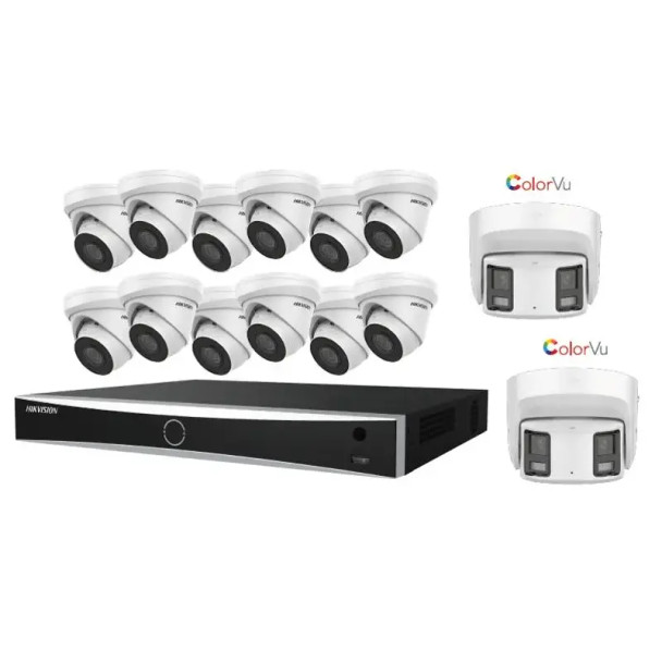 Hikvision EKI-K164T814A 16 Channel 8MP(4K) Network Video Recorder with 4TB HDD & 14 x 8MP Outdoor IP Cameras - 1