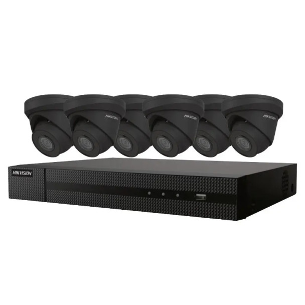 Hikvision EKI-K82T46B 8 Channel 8MP(4K) Network Video Recorder with No HDD & 6 x 4MP Outdoor Turret IP Cameras (Black) - 1