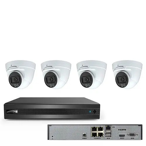 Speco ZIP4T1B 4 Channel 8MP(4K) Network Video Recorder with 1TB HDD & 4 x 4MP Outdoor Turret IP Cameras - 1