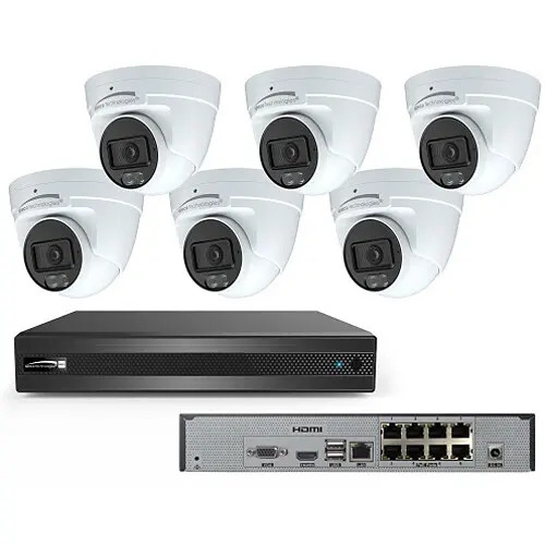 Speco ZIP8T2B 8 Channel 8MP(4K) Network Video Recorder with 2TB HDD & 6 x 4MP Outdoor Turret IP Cameras - 1