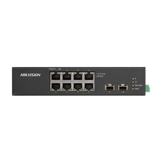Hikvision DS-3T0510HP-E/HS 8 Port Gigabit Unmanaged Hardened PoE Switch with 110 Watt PoE Budget - 1