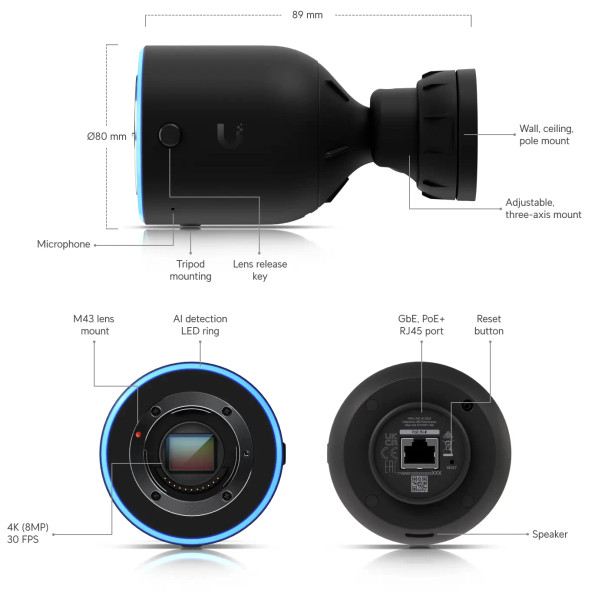 Ubiquiti UVC-AI-DSLR 4K Indoor IP Security Camera - 3