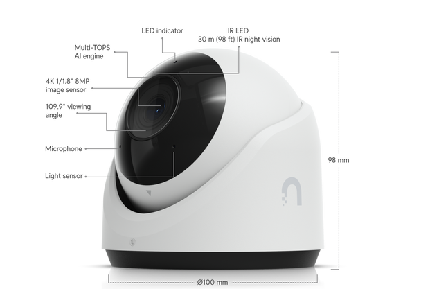 Ubiquiti UVC-G6-TURRET-W 8MP Outdoor Turret IP Security Camera with Built-In IR