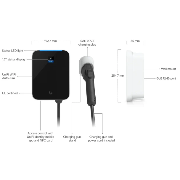 Ubiquiti UniFi UC-EV-STATION-LITE-US 11 kW Level 2 EV Charging Station - 2